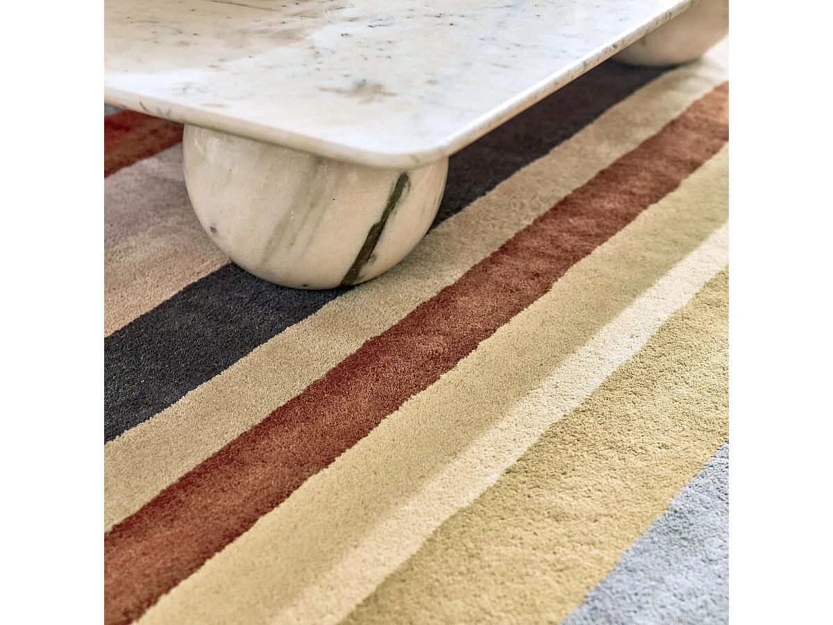 tappeto da soggiorno ampio 250x350 realizzato a mano in lana multicolore fantasia geometrica