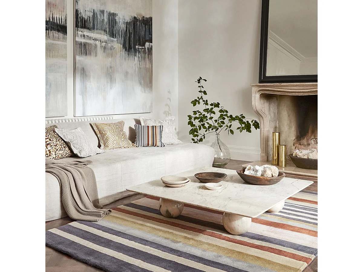 tappeto da soggiorno ampio 250x350 realizzato a mano in lana multicolore fantasia geometrica