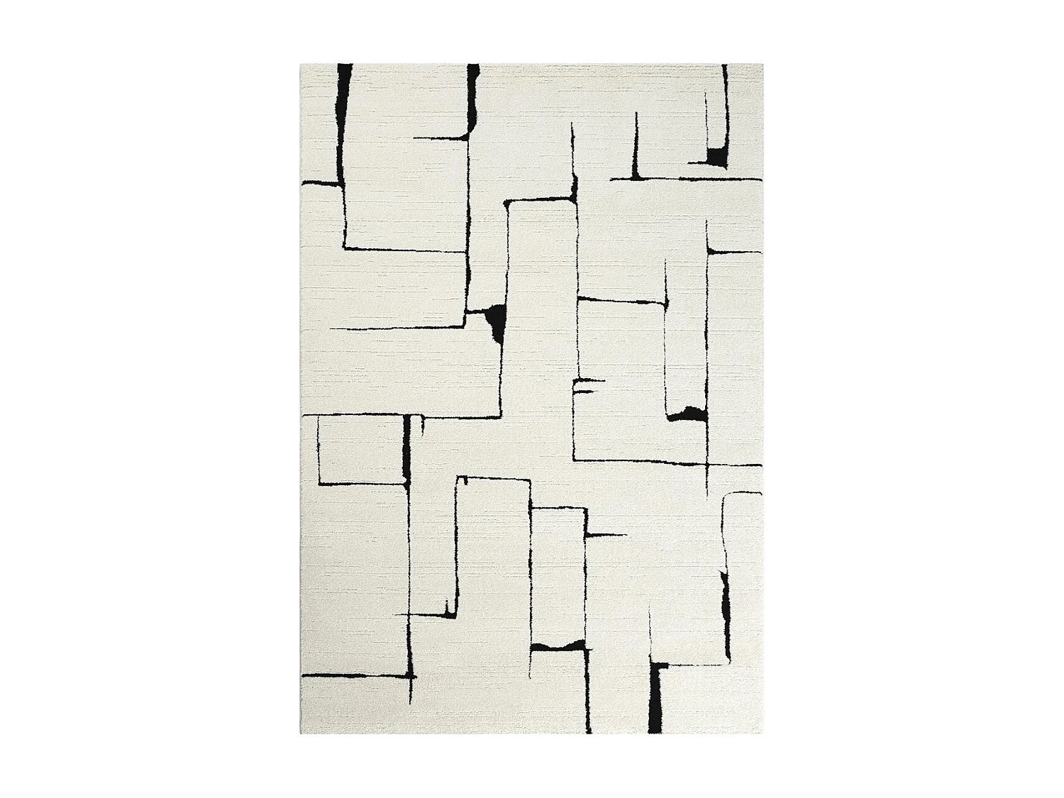 Tapis salon LYN9 BRINKI 140x200 cm Noir - Tapis Cuisine doux et soyeux