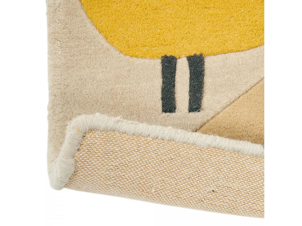 tapis couloir 90x150 fait à la main en laine gris et jaune motif animaux