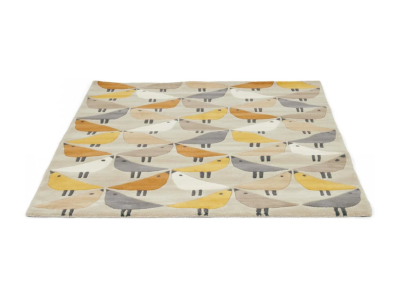 Tappeto da ingresso 90x150 realizzato a mano in lana grigia e gialla con fantasia animalier