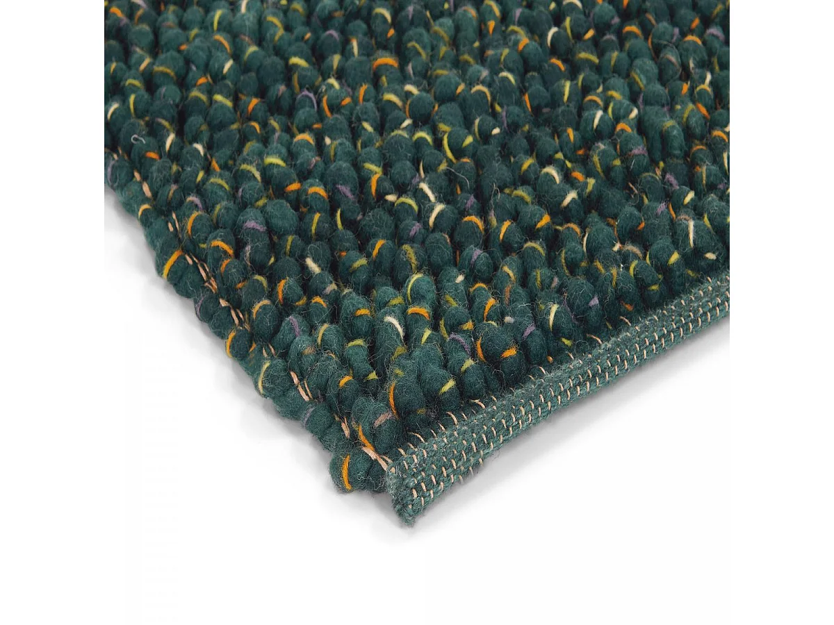tapis salle à manger 250x350 tissé en laine vert rectangle motif uni COBLE