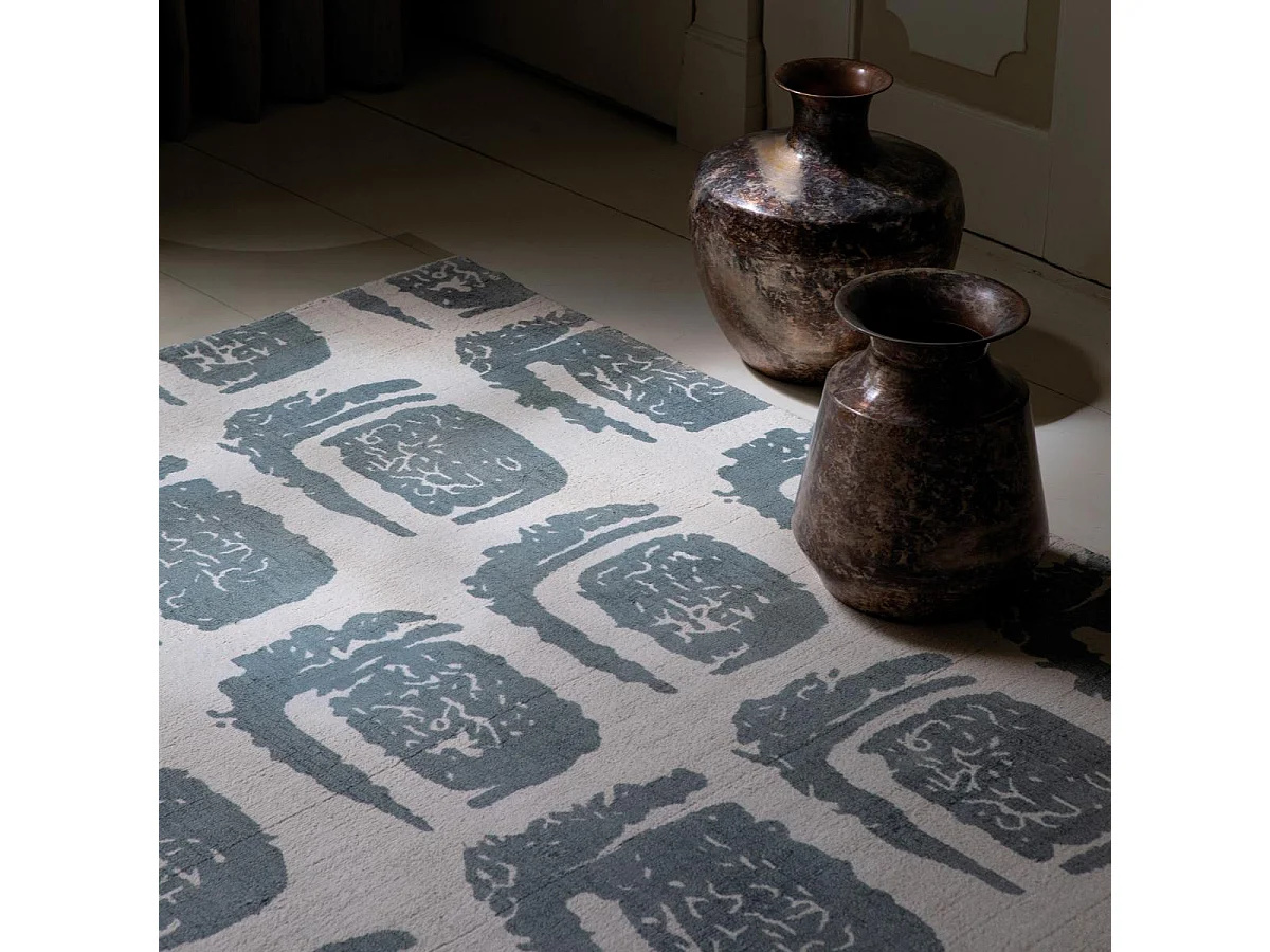 tapis grand salon 250x350 fait à la main en coton gris et crème