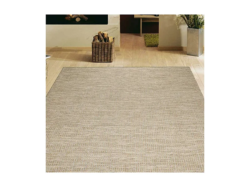 Tapis kilim 200x300 rectangle fait main en laine beige motif uni LOOK 408