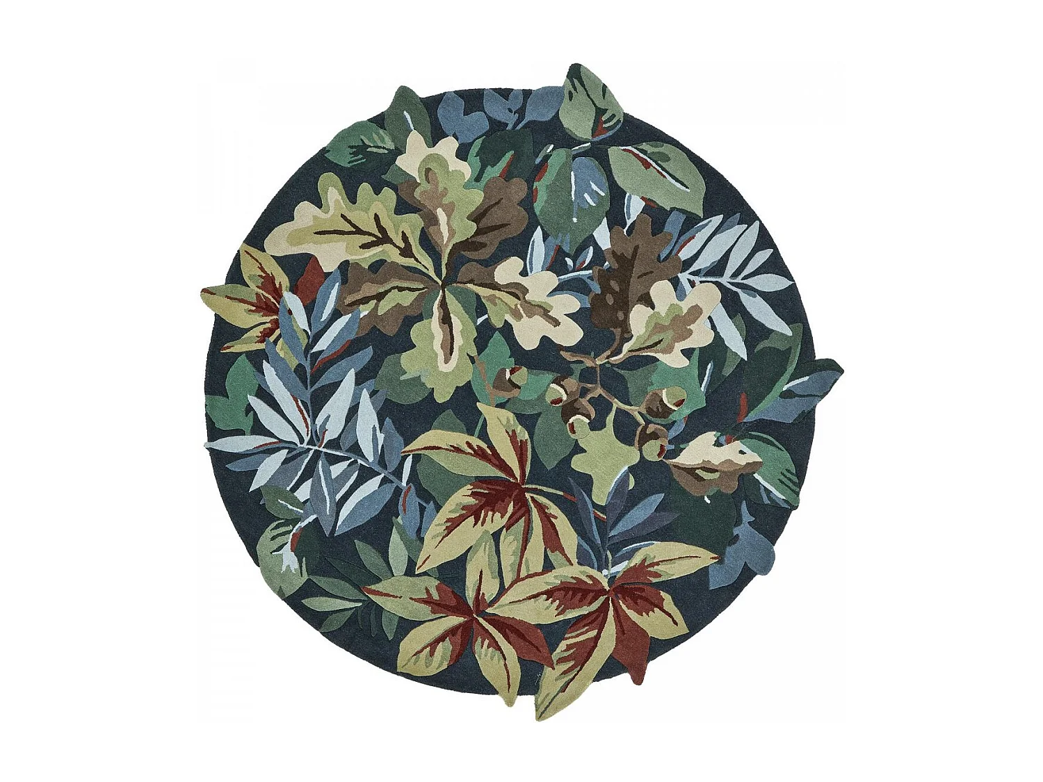 Tappeto rotondo Ø150cm realizzato a mano in lana fantasia floreale per soggiorno ROBINS