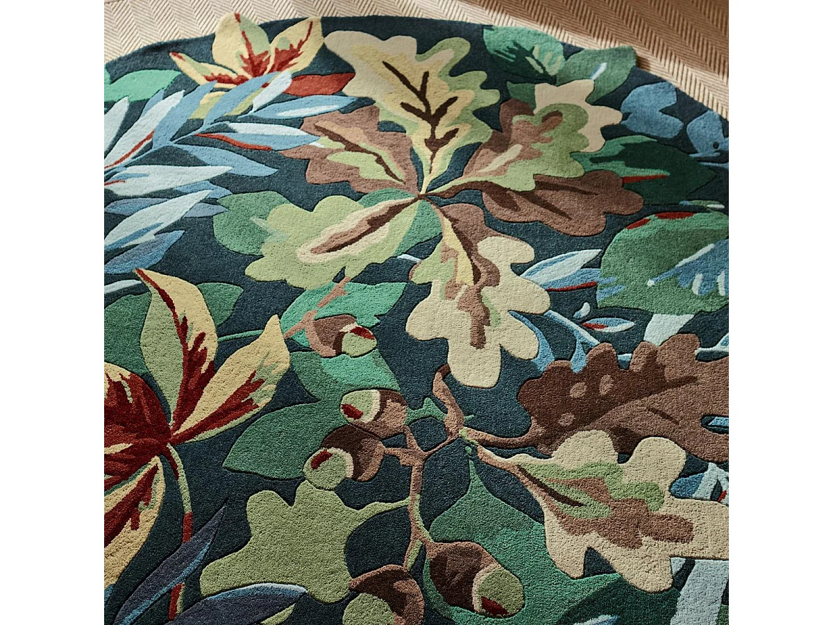 Tappeto rotondo Ø150cm realizzato a mano in lana fantasia floreale per soggiorno ROBINS