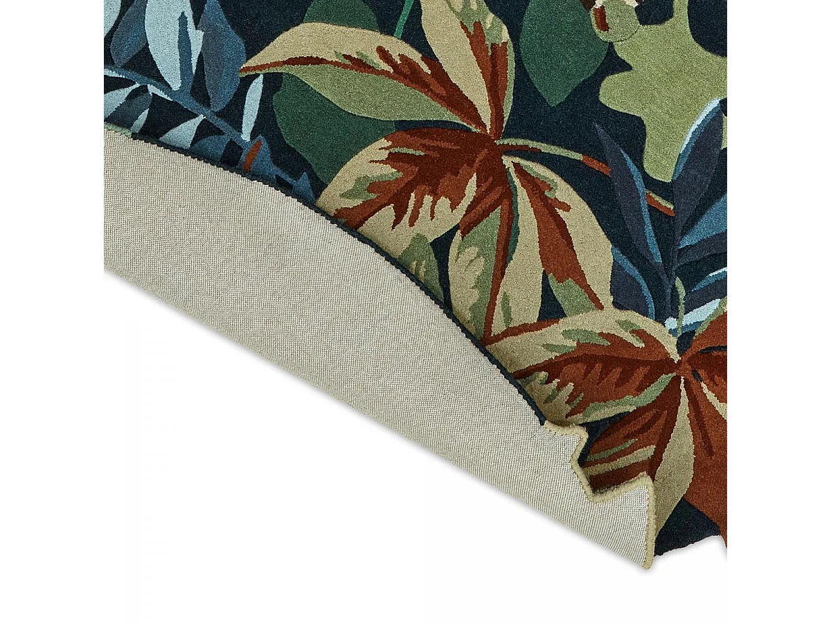 Tappeto rotondo Ø150cm realizzato a mano in lana fantasia floreale per soggiorno ROBINS