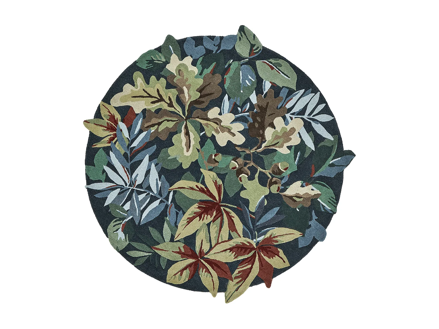 Tappeto rotondo Ø150cm realizzato a mano in lana fantasia floreale per soggiorno ROBINS