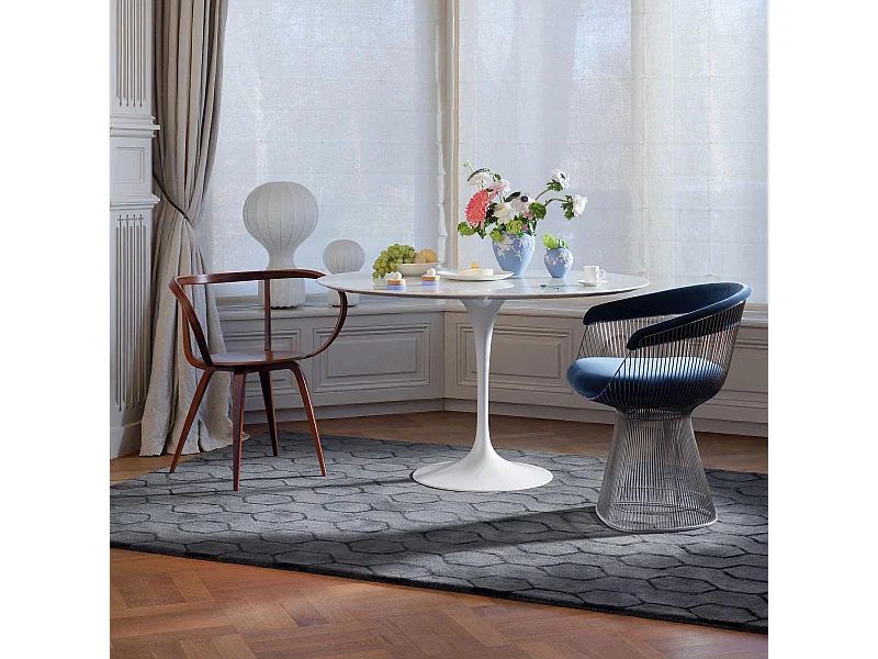 tapis entrée 120x180 fait à la main en laine noir rectangle motif faux uni GIO