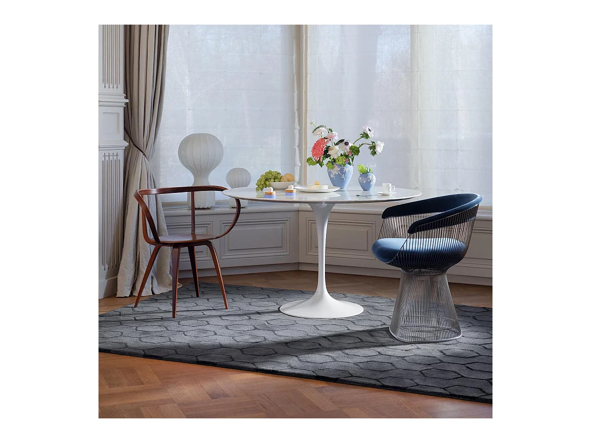 tapis entrée 120x180 fait à la main en laine noir rectangle motif faux uni GIO