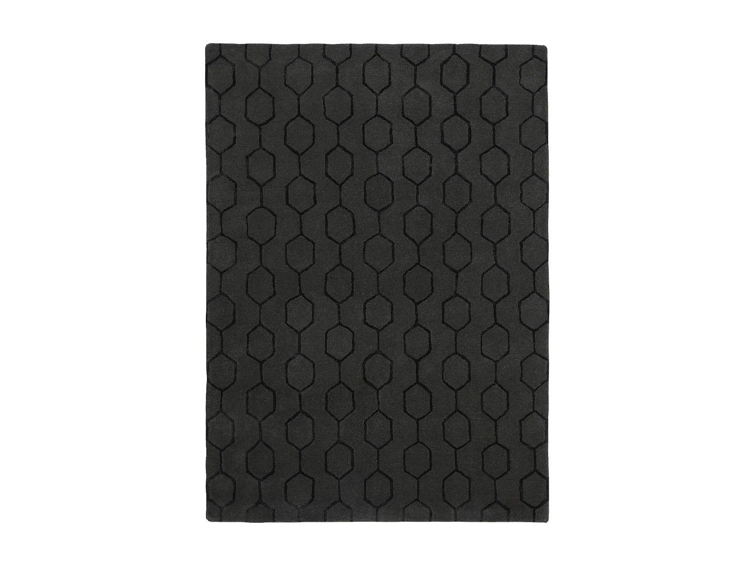 tapis entrée 120x180 fait à la main en laine noir rectangle motif faux uni GIO