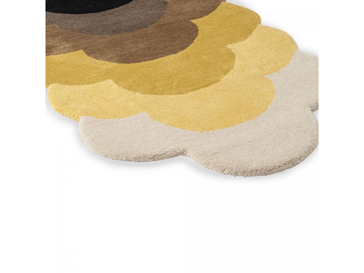 tapis entrée 67x230 fait à la main en laine jaune et marron