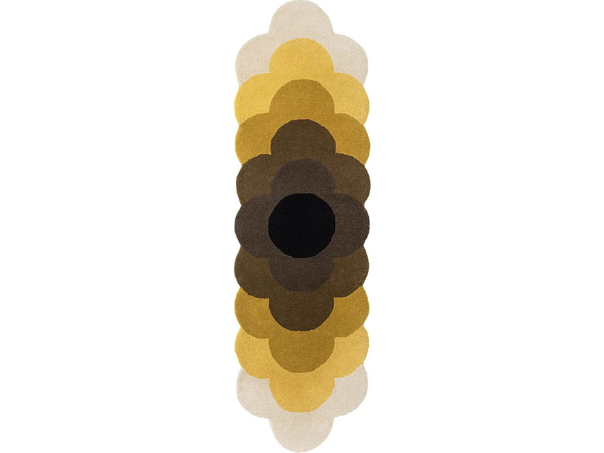 tapis entrée 67x230 fait à la main en laine jaune et marron