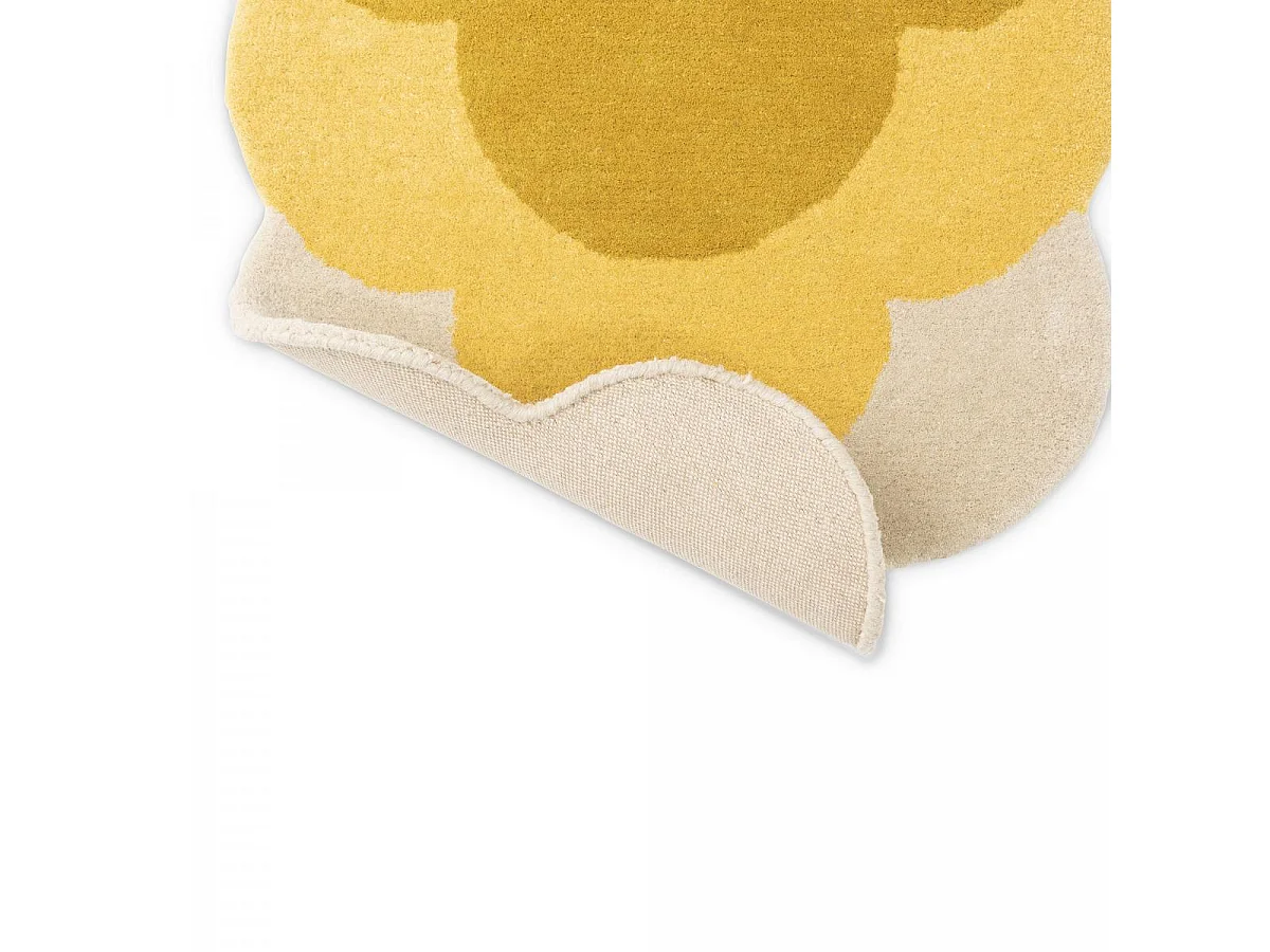 tapis entrée 67x230 fait à la main en laine jaune et marron