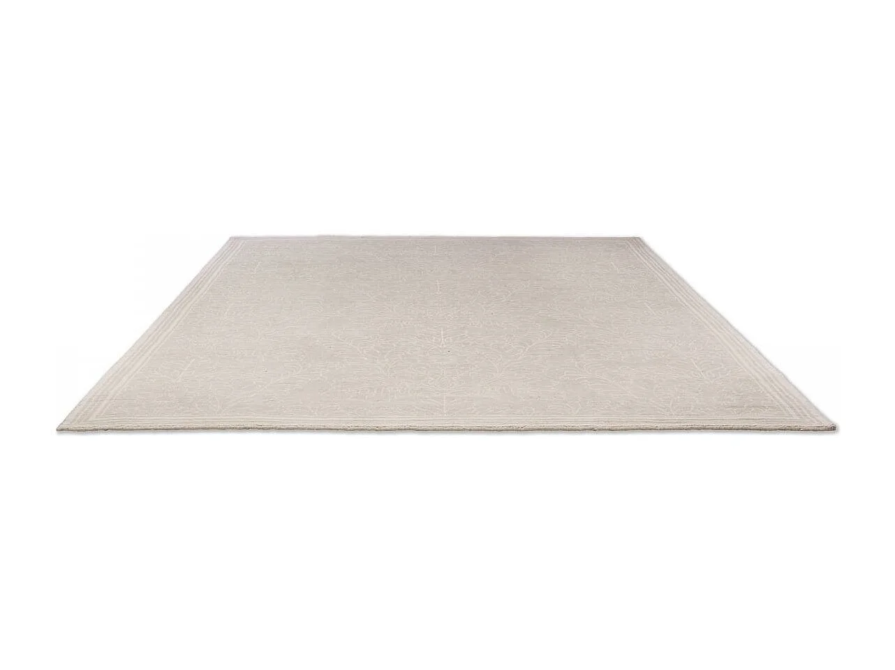 tapis salon 200x280 fait main en coton beige rectangle motif floral SILEST