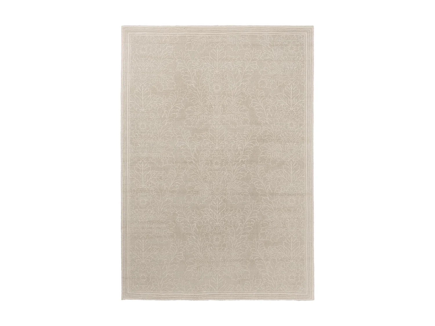 tapis salon 200x280 fait main en coton beige rectangle motif floral SILEST