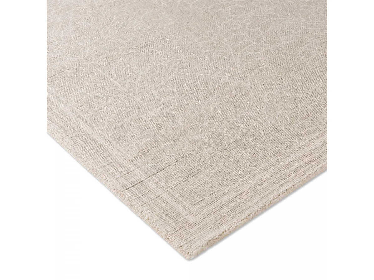 tapis salon 200x280 fait main en coton beige rectangle motif floral SILEST