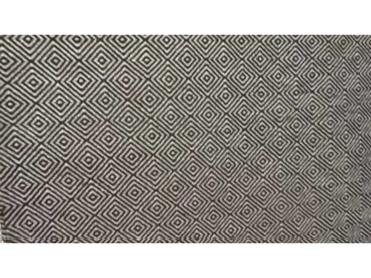 Tapis kilim 170x240 rectangle fait main en laine gris motif géométrique