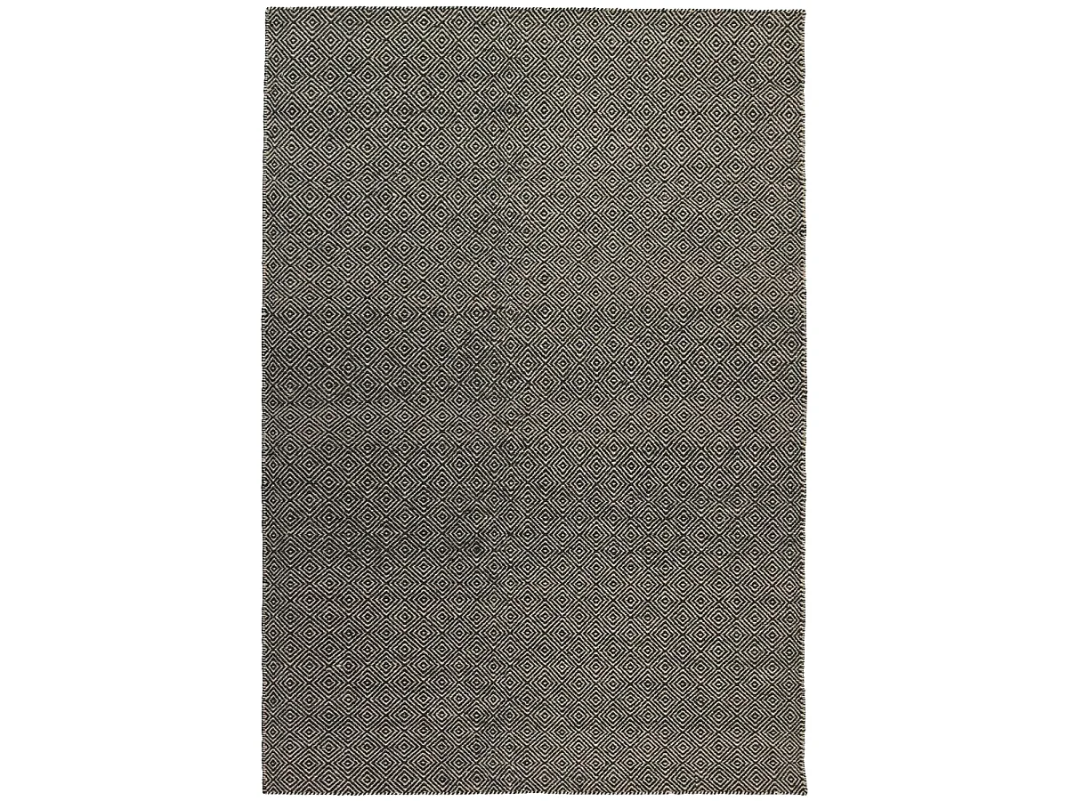 Tapis kilim 170x240 rectangle fait main en laine gris motif géométrique