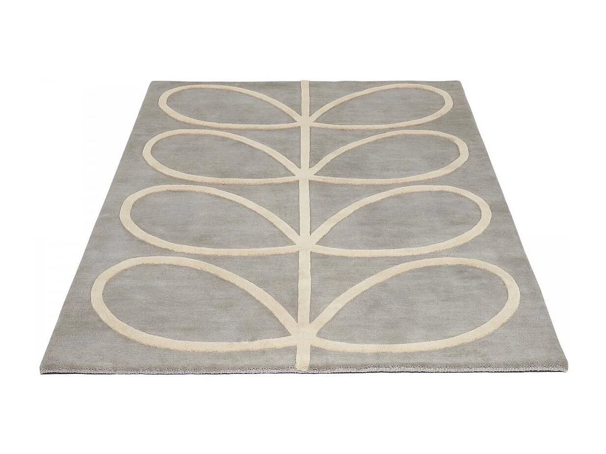 tapis chambre 160x230 fait à la main en laine gris et crème motif seventies