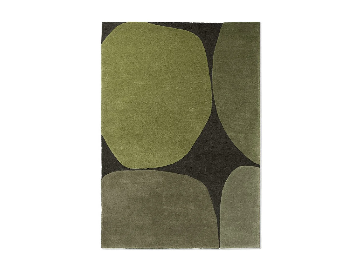 tapis couloir 140x200 fait main en laine vert rectangle motif rétro-vintage