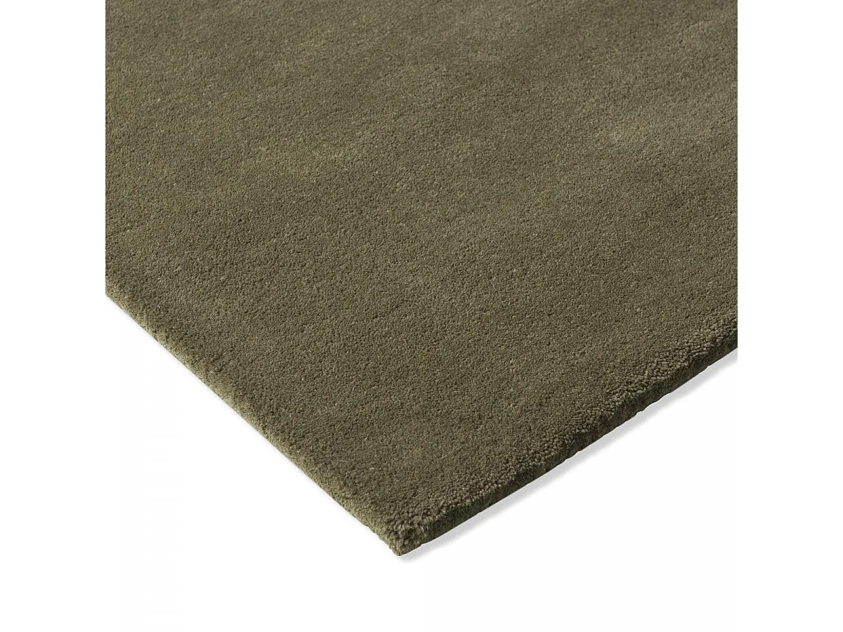 tapis couloir 140x200 fait main en laine vert rectangle motif rétro-vintage