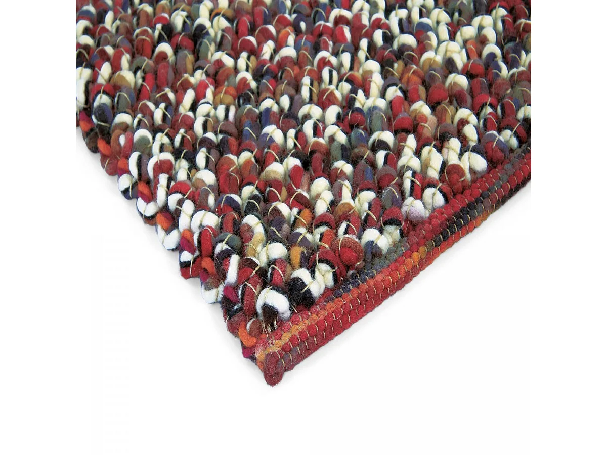 tappeto da ingresso 140x200 tessuto con motivo rettangolare in lana beige e rossa a finta tinta unita