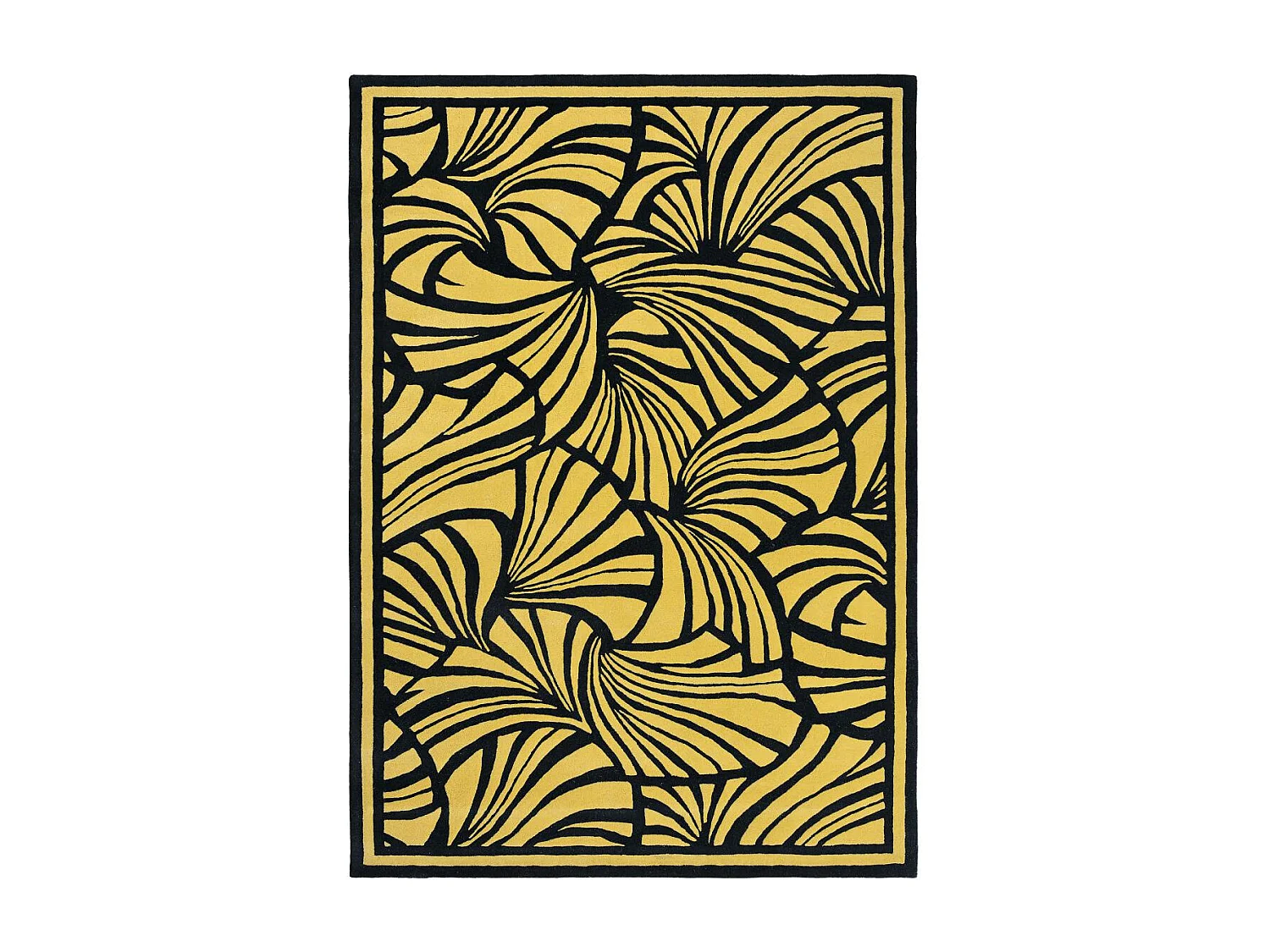 tapis chambre 200x280 fait à la main en laine or et noir rectangle motif abstrait