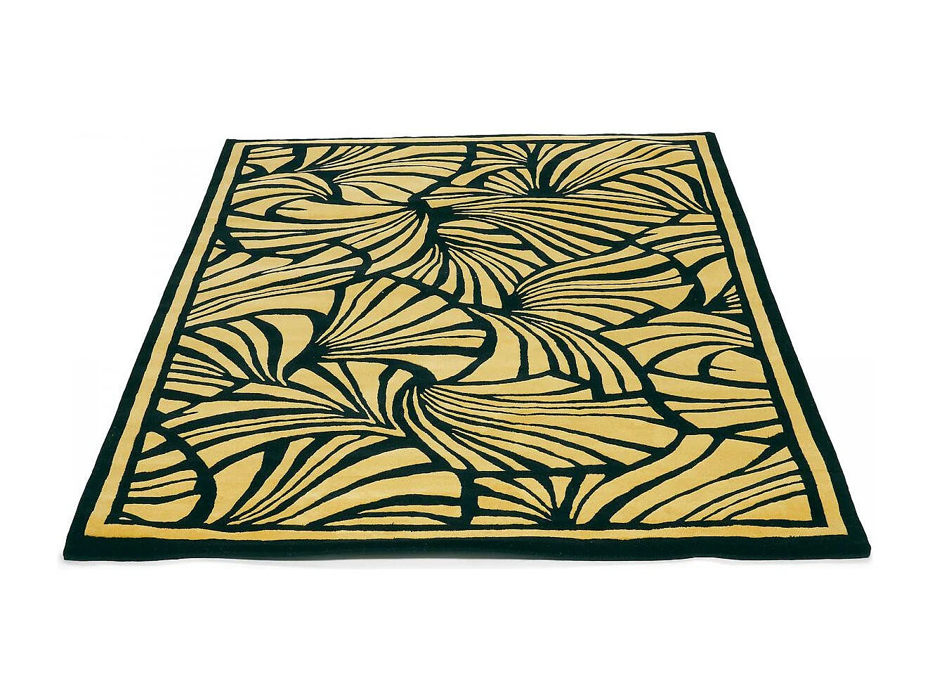 tapis chambre 200x280 fait à la main en laine or et noir rectangle motif abstrait