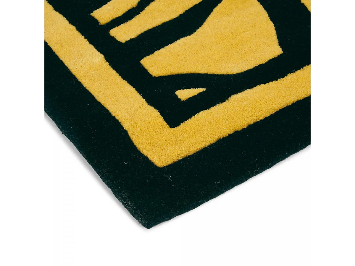 tapis chambre 200x280 fait à la main en laine or et noir rectangle motif abstrait