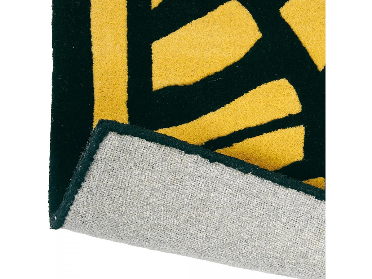 tapis chambre 200x280 fait à la main en laine or et noir rectangle motif abstrait