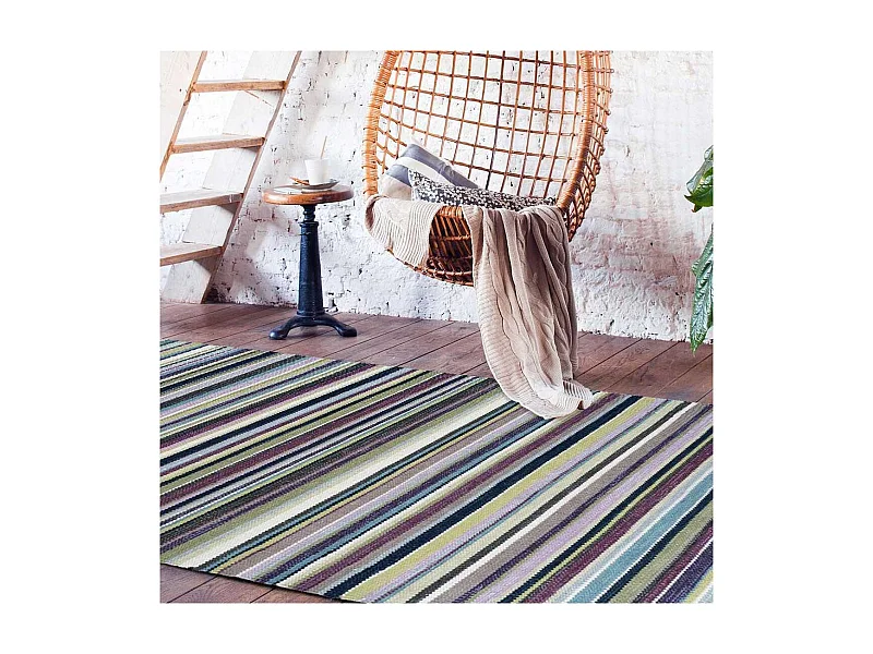 Tapis kilim 70x140 rectangle fait main en laine violet motif géométrique