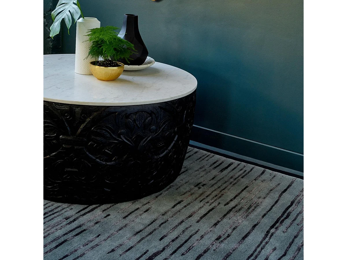 tapis chambre 200x280 fait à la main en laine gris rectangle motif faux uni