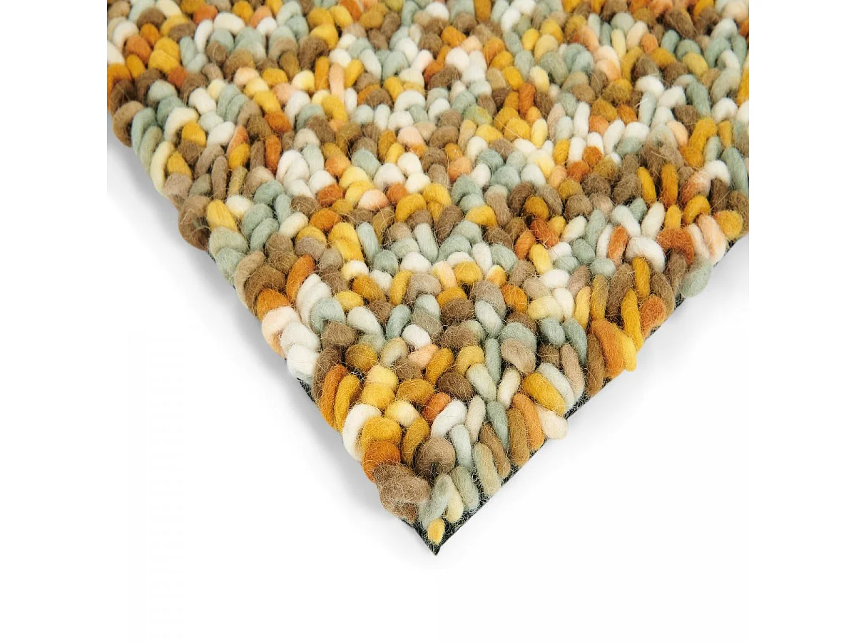 Tapis longs poils shaggy 250x350 rectangle tissé beige et gris en laine