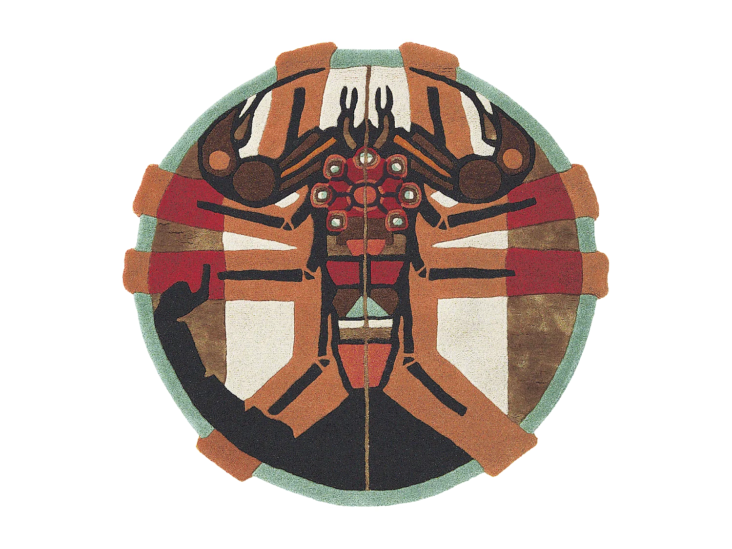 tappeto da ingresso 100x100 realizzato a mano in lana multicolore fantasia affresco