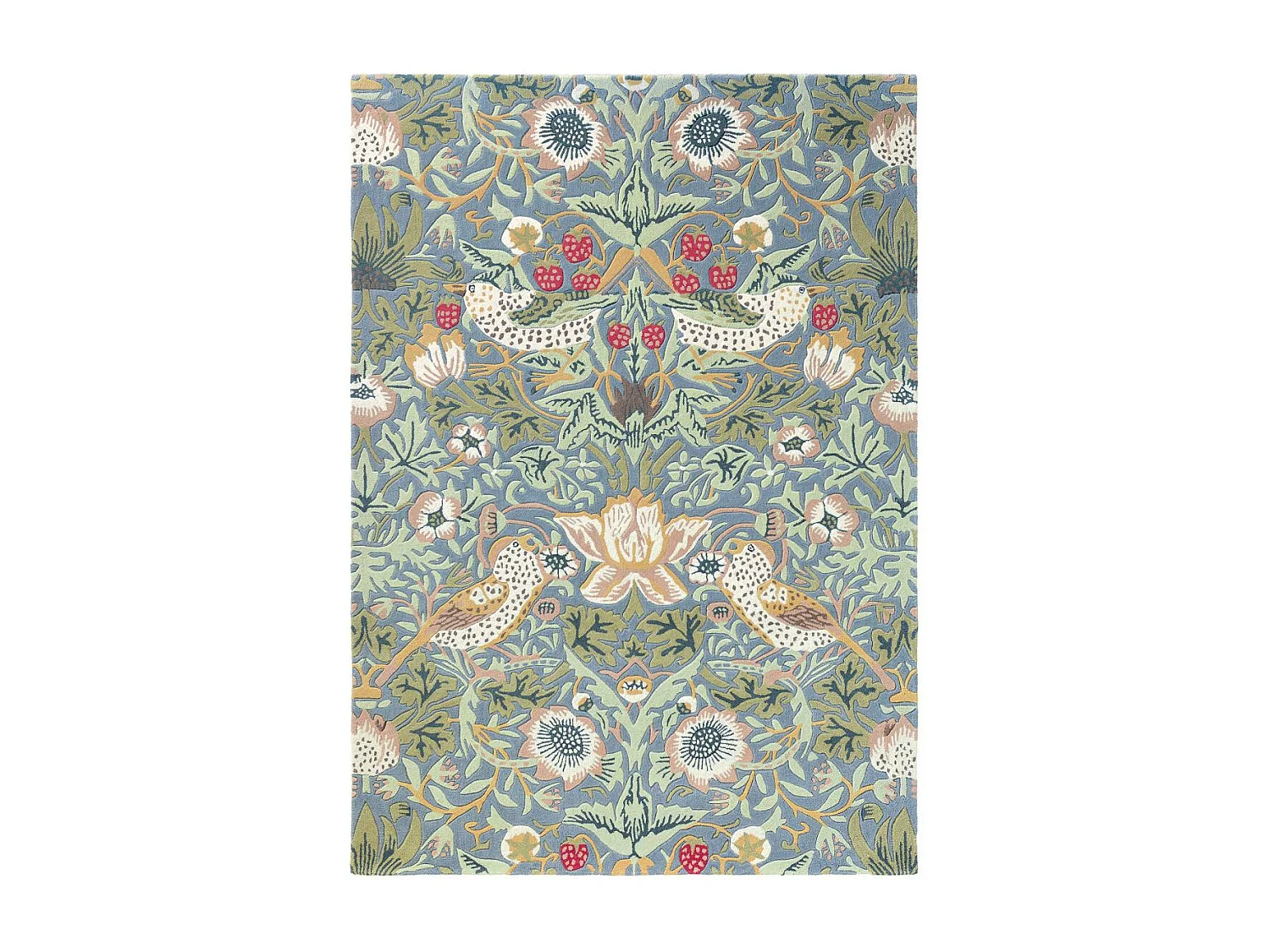 tapis salle à manger 250x350 fait à la main en laine vert pastel motif floral