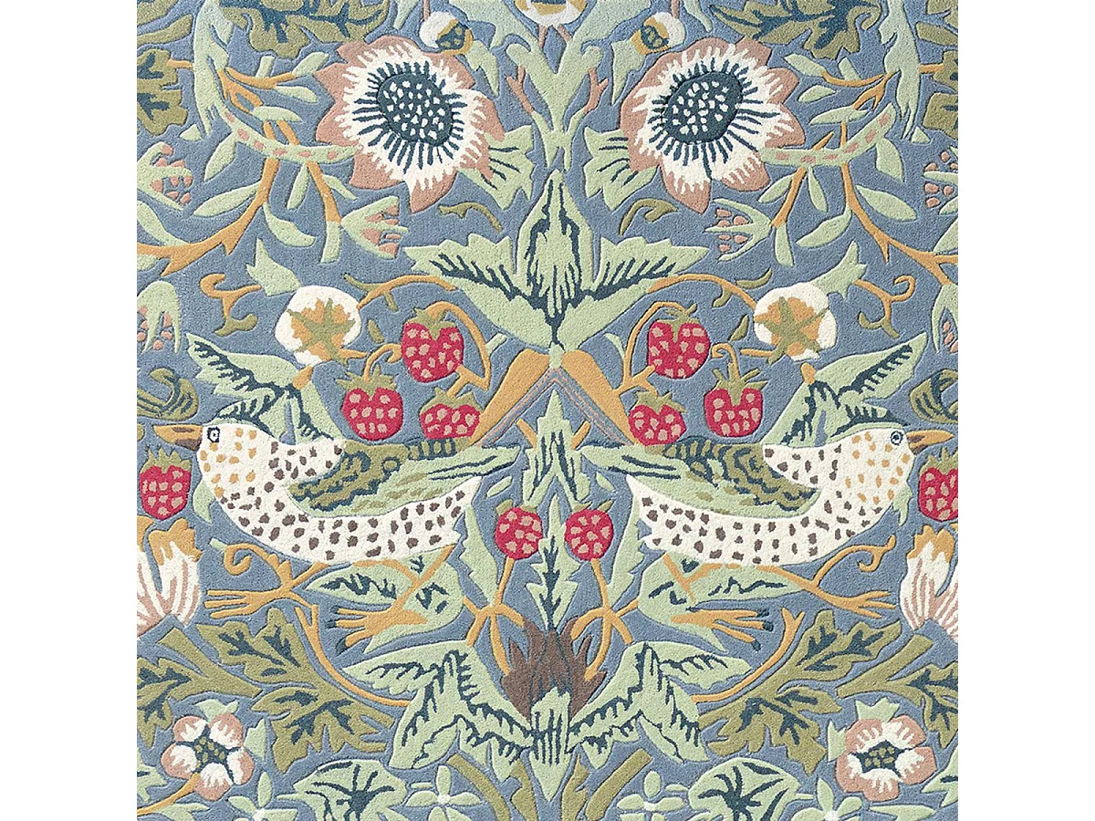 tapis salle à manger 250x350 fait à la main en laine vert pastel motif floral