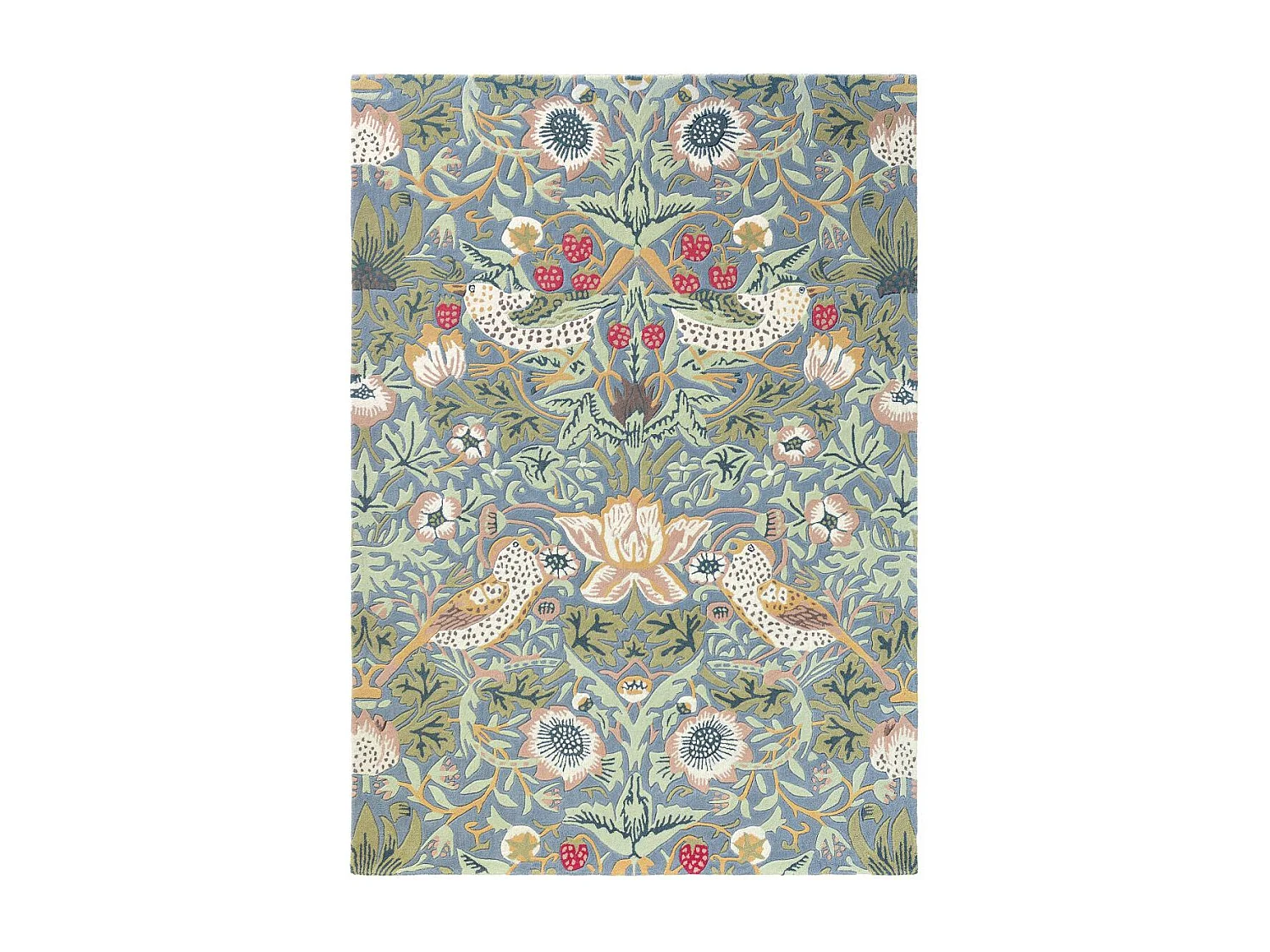 tapis salle à manger 250x350 fait à la main en laine vert pastel motif floral