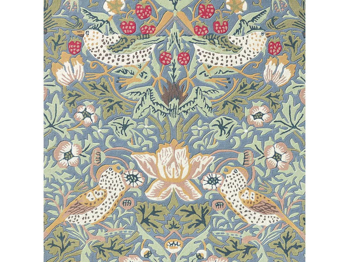 tapis salle à manger 250x350 fait à la main en laine vert pastel motif floral