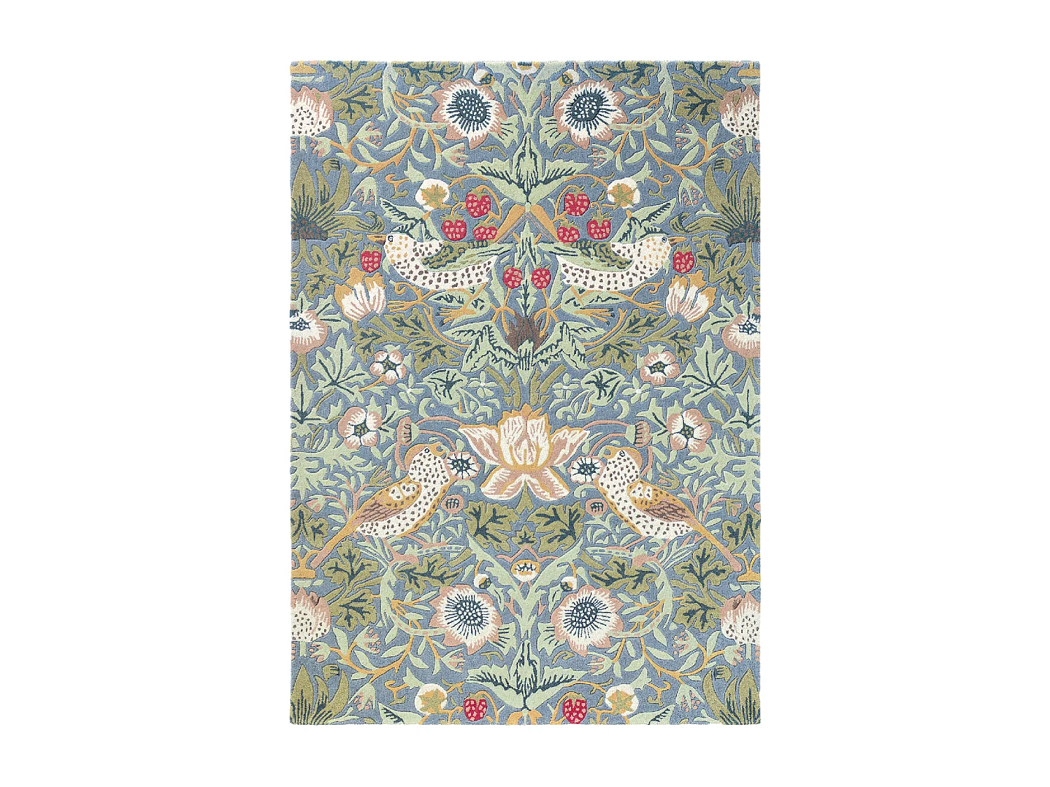 tapis salle à manger 250x350 fait à la main en laine vert pastel motif floral