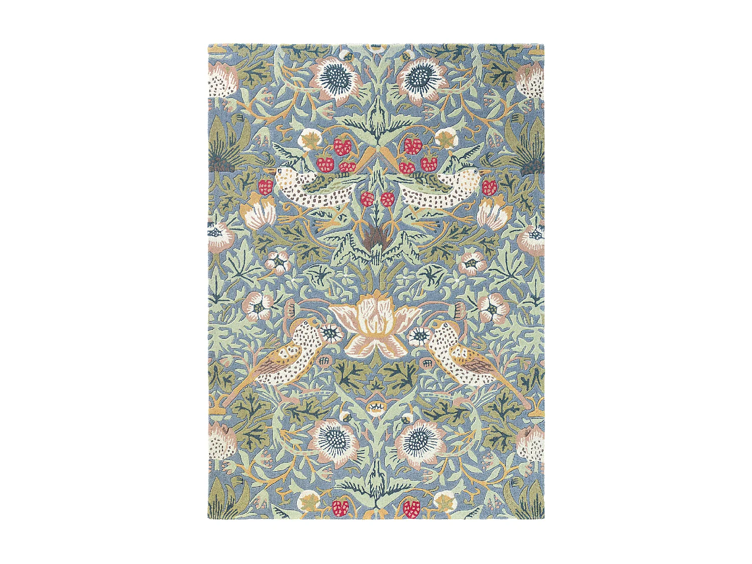 tapis salle à manger 250x350 fait à la main en laine vert pastel motif floral