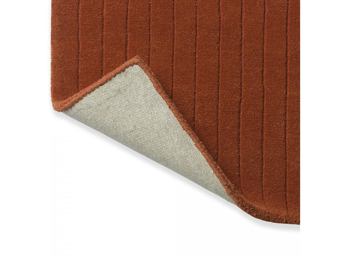 tapis chambre 160x230 fait main en laine orange et vert rectangle motif simple