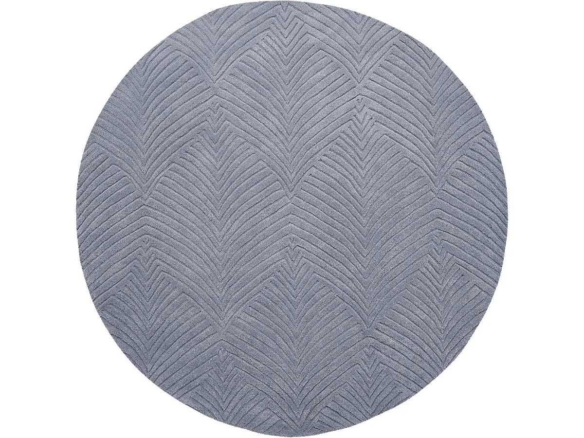 Tapis rond Ø150cm fait à la main en laine motif faux uni pour salon FOLIA