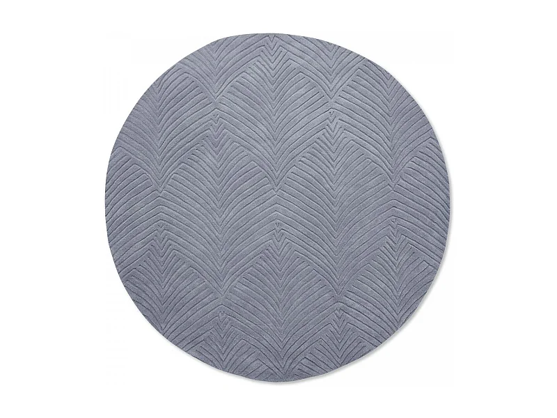 Tapis rond Ø150cm fait à la main en laine motif faux uni pour salon FOLIA