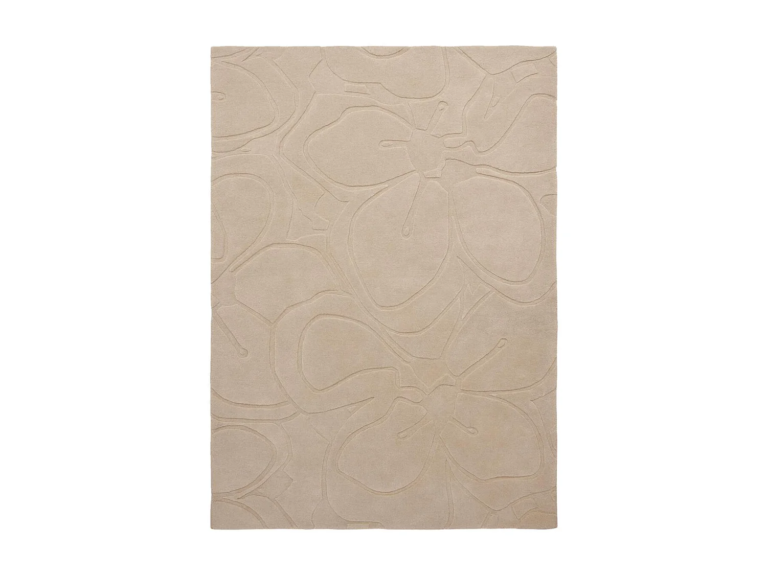tapis chambre 200x280 fait à la main en laine crème rectangle motif faux uni