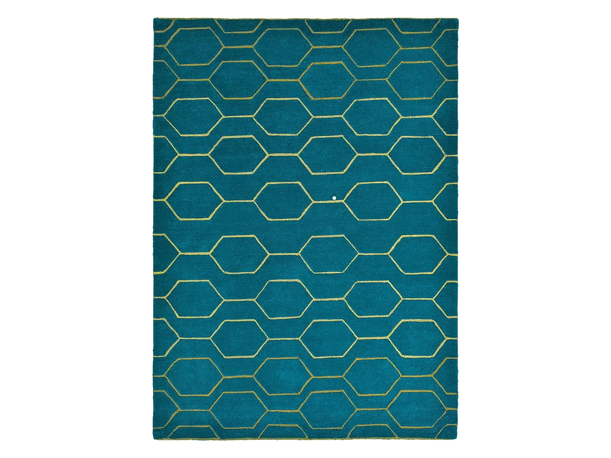 tapis salon 170x240 fait à la main en laine bleu rectangle motif scandinave ARRIS