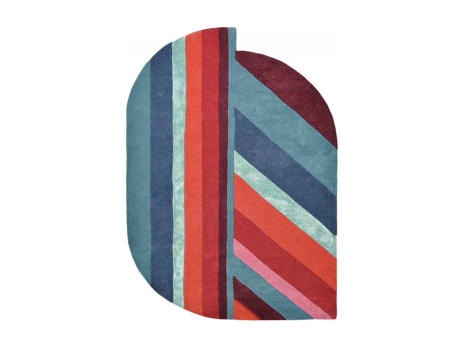 tapis entrée 140x200 fait à la main en laine bleu et rouge