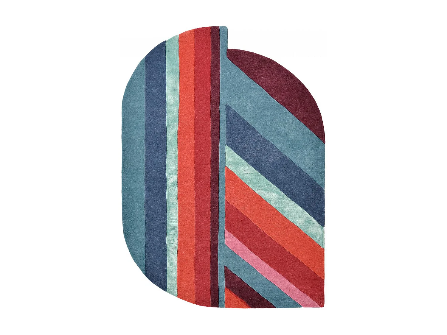 Tappeto da ingresso 140x200 fatto a mano in lana blu e rossa