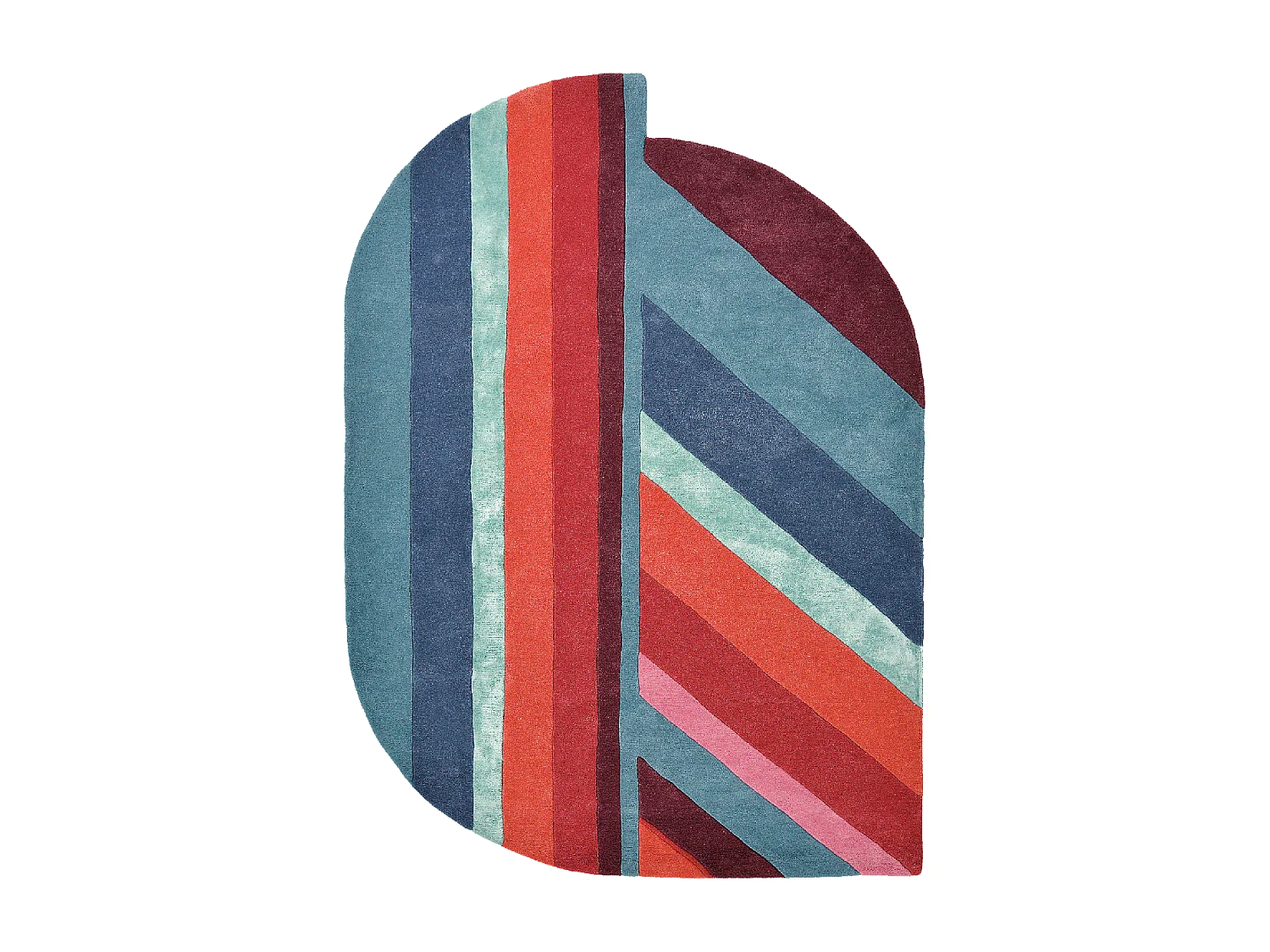 Tappeto da ingresso 140x200 fatto a mano in lana blu e rossa