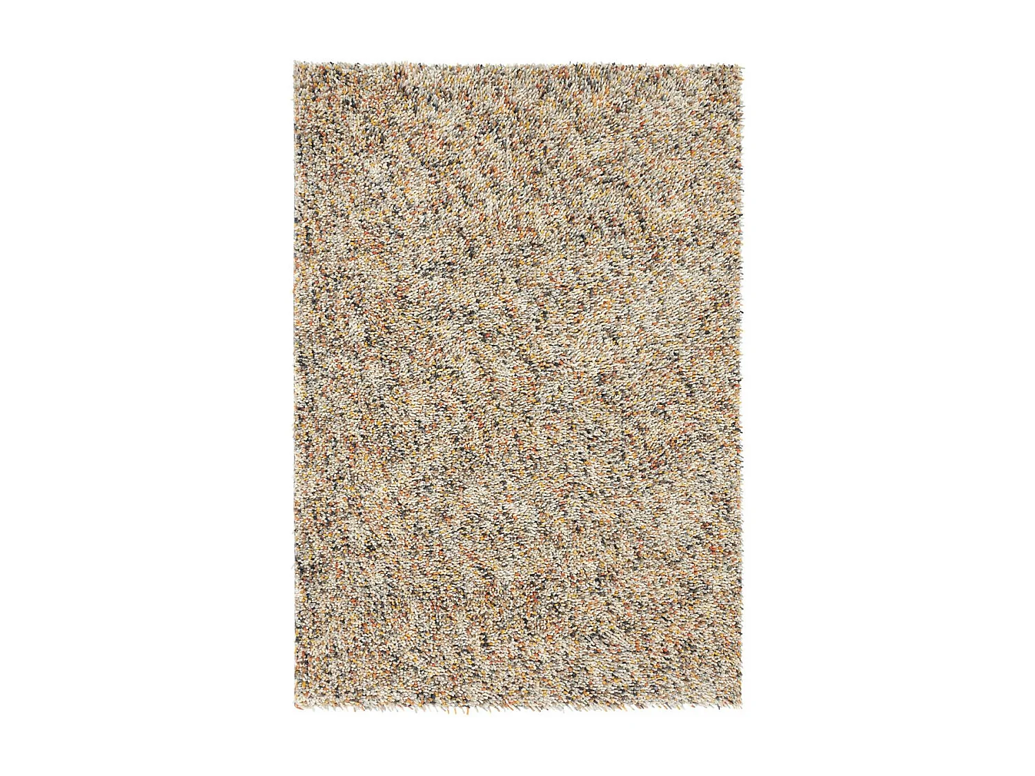 Tapis shaggy 140x200 rectangle tissé gris et orange en laine motif faux uni DOTS